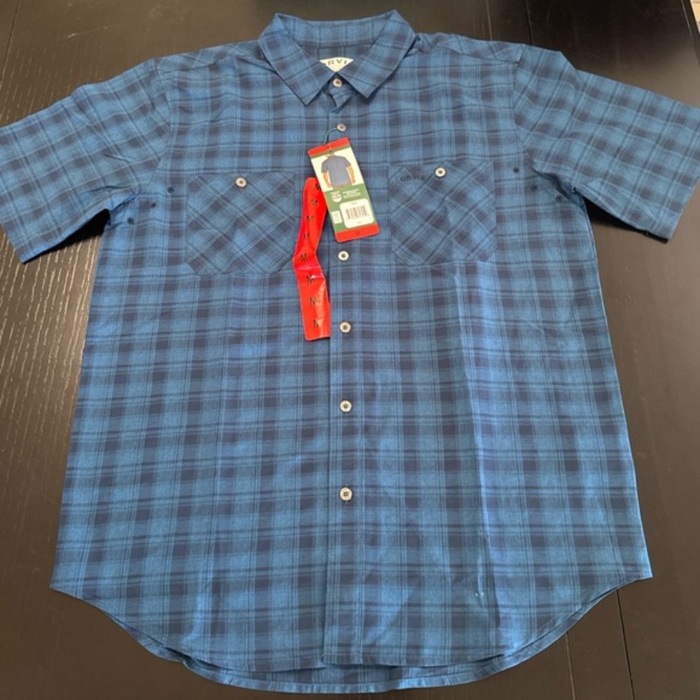Orvis Blue Plaid Short-Sleeve Button-Down Shirt
